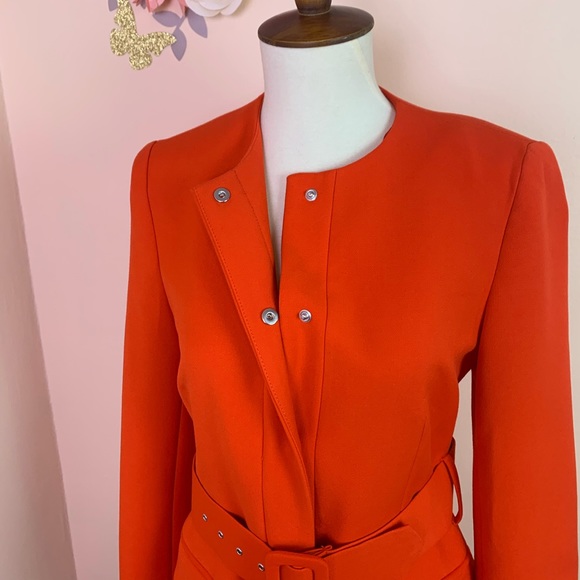 New! ZARA Orange Belted Frock Blazer Coat - Picture 6 of 13